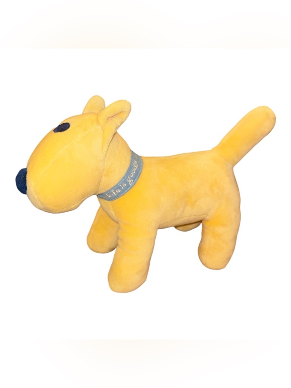 Life Is Good Yellow Plush you Dog with Blue Collar
